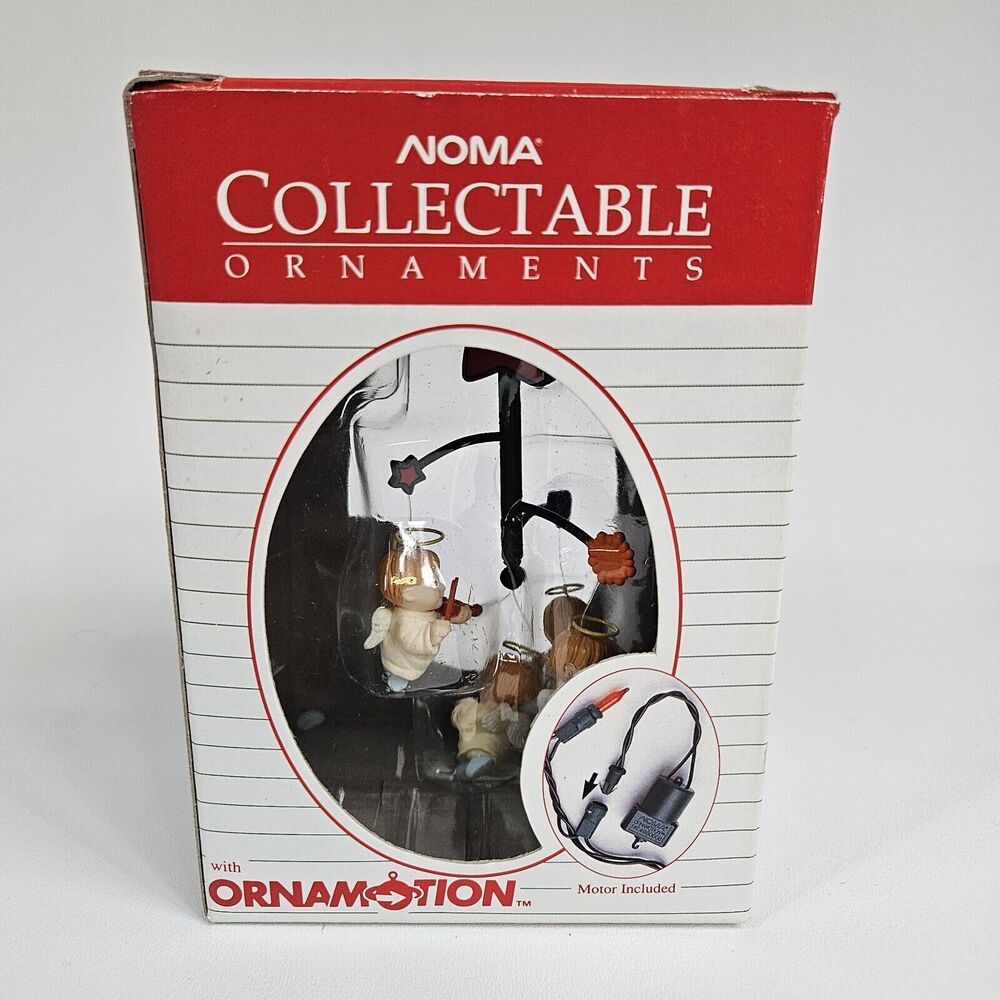 Vintage 1989 Noma Ornamotion Christmas Collectable Ornaments Angels W/ Motor